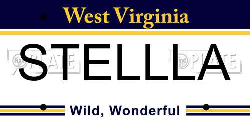 STELLLA West Virginia License Plate