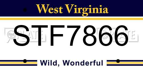 STF7866 West Virginia License Plate