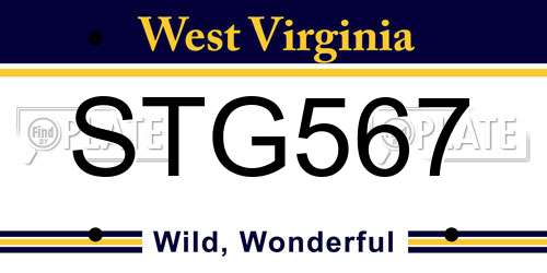 STG567 West Virginia License Plate