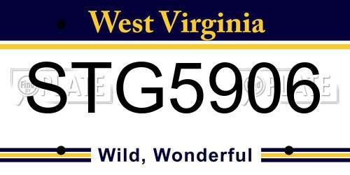 STG5906 West Virginia License Plate