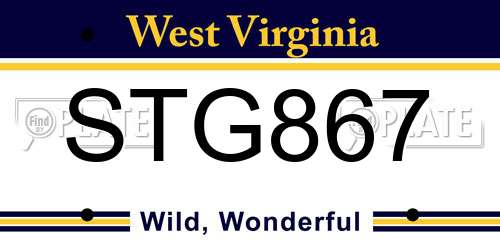 STG867 West Virginia License Plate