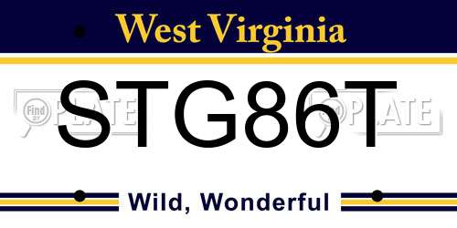 STG86T West Virginia License Plate