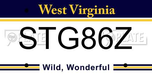 STG86Z West Virginia License Plate