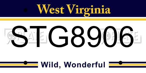STG8906 West Virginia License Plate