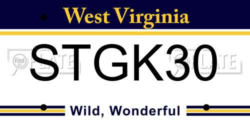 STGK30 West Virginia License Plate