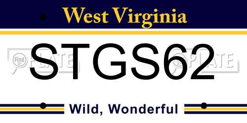 STGS62 West Virginia License Plate