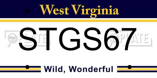 STGS67 West Virginia License Plate