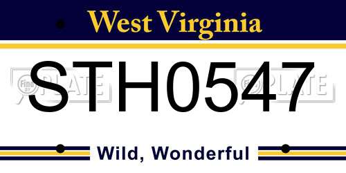 STH0547 West Virginia License Plate