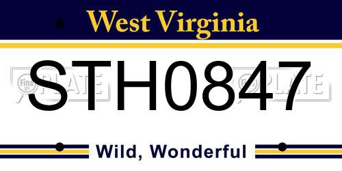 STH0847 West Virginia License Plate