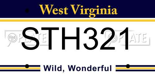 STH321 West Virginia License Plate
