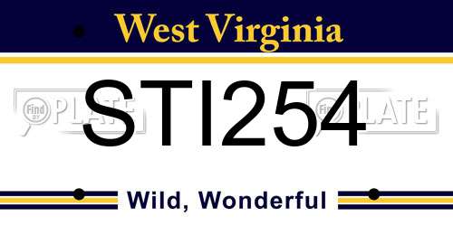 STI254 West Virginia License Plate