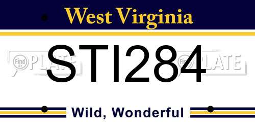 STI284 West Virginia License Plate