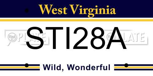 STI28A West Virginia License Plate