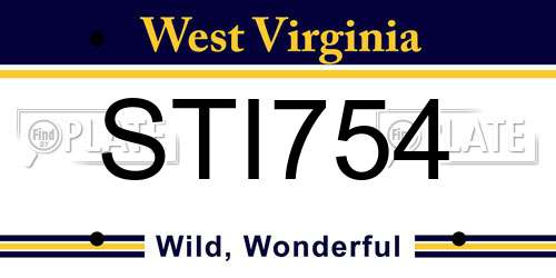 STI754 West Virginia License Plate