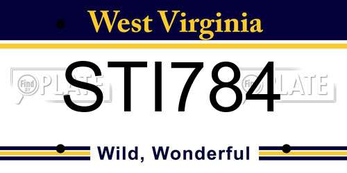 STI784 West Virginia License Plate