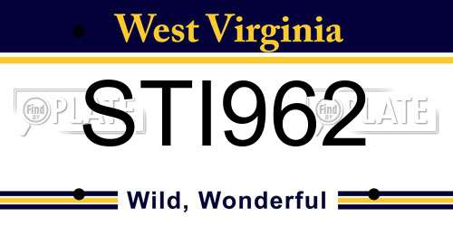 STI962 West Virginia License Plate