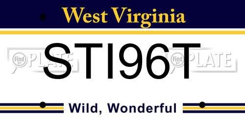 STI96T West Virginia License Plate