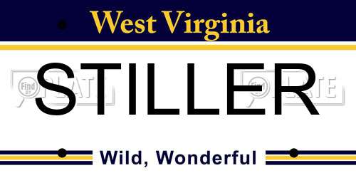 STILLER West Virginia License Plate