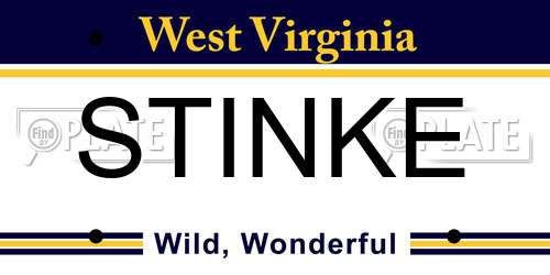 STINKE West Virginia License Plate