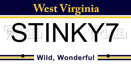 STINKY7 West Virginia License Plate