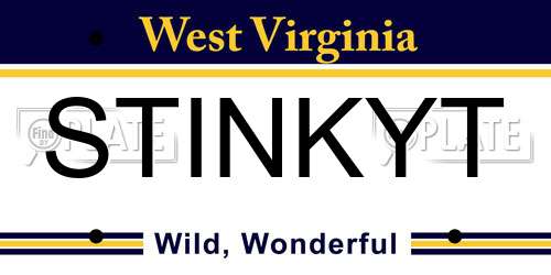 STINKYT West Virginia License Plate