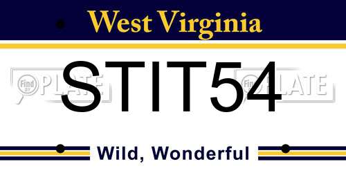 STIT54 West Virginia License Plate
