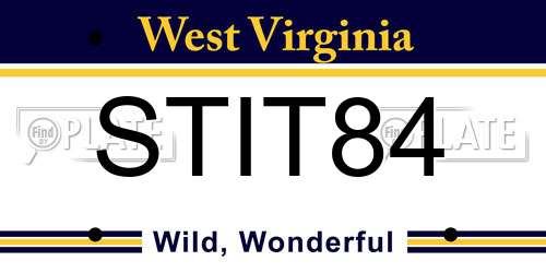 STIT84 West Virginia License Plate