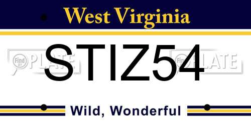 STIZ54 West Virginia License Plate