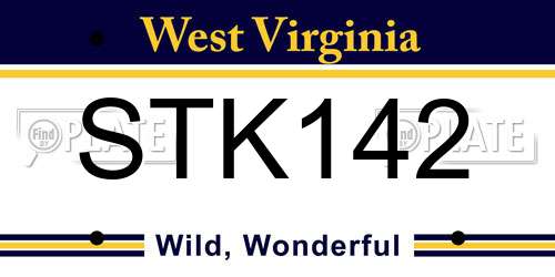 STK142 West Virginia License Plate