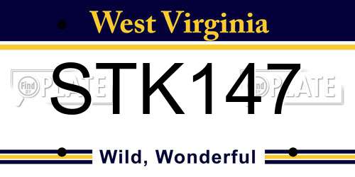 STK147 West Virginia License Plate