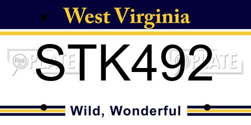 STK492 West Virginia License Plate