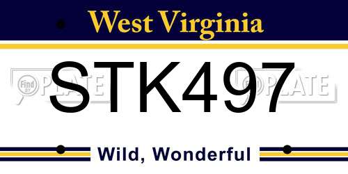 STK497 West Virginia License Plate