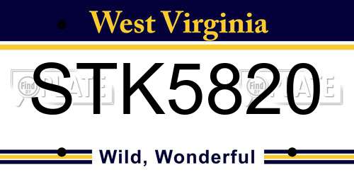 STK5820 West Virginia License Plate