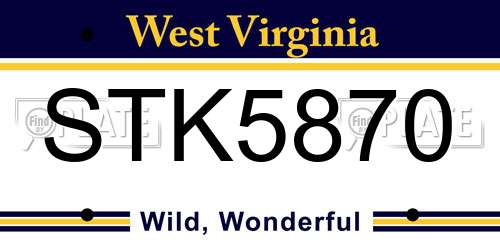 STK5870 West Virginia License Plate