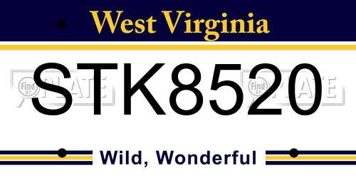 STK8520 West Virginia License Plate