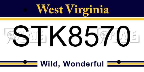 STK8570 West Virginia License Plate