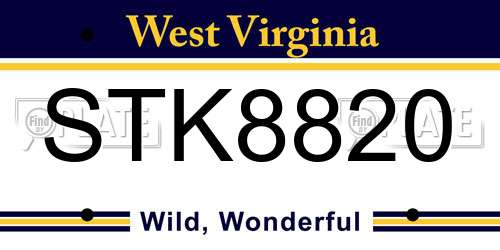 STK8820 West Virginia License Plate