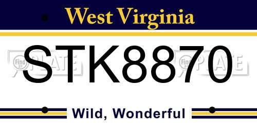 STK8870 West Virginia License Plate