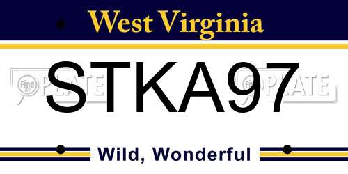 STKA97 West Virginia License Plate