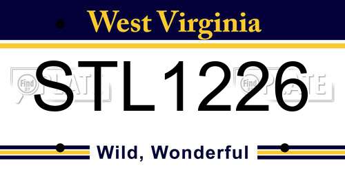 STL1226 West Virginia License Plate