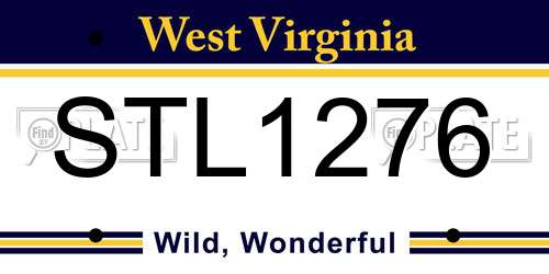 STL1276 West Virginia License Plate