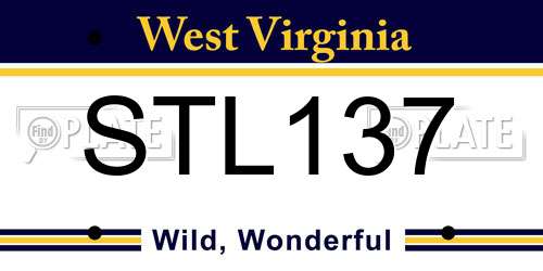 STL137 West Virginia License Plate