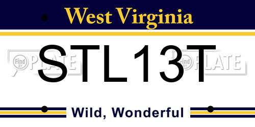 STL13T West Virginia License Plate