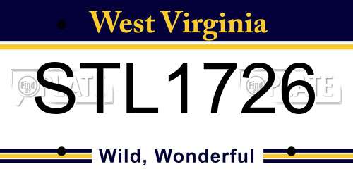 STL1726 West Virginia License Plate
