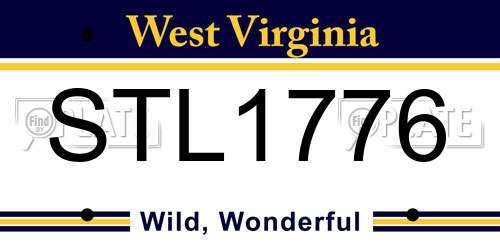 STL1776 West Virginia License Plate