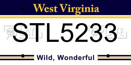 STL5233 West Virginia License Plate