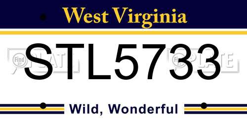 STL5733 West Virginia License Plate