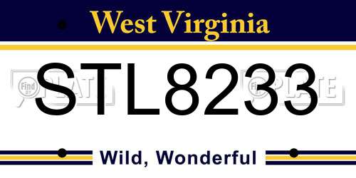 STL8233 West Virginia License Plate