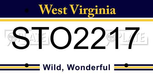 STO2217 West Virginia License Plate