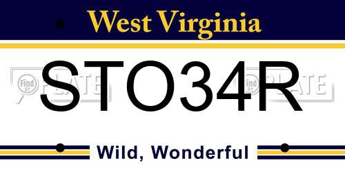 STO34R West Virginia License Plate